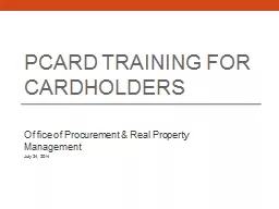 PCARD TRAINING for Cardholders