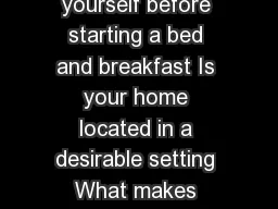 STARTING A BED AND BREAKFAST IN CANADA Questions to ask yourself before starting a bed