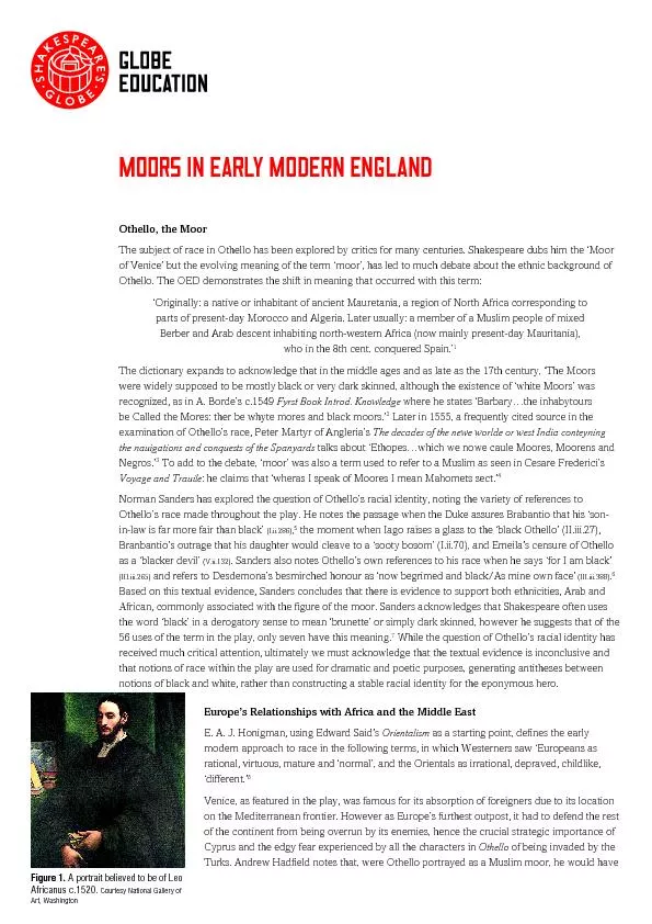 Moors in early modern england