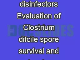 Simulateduse testing of bedpan and urinal washer disinfectors Evaluation of Clostrium