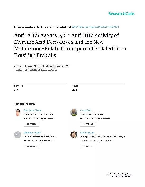 Anti-AIDSAgents.48.Anti-HIVActivityofMoronicAcidDerivativesandtheNewMe