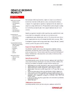 ORACLE DATA SHEET ORACLE BEEHIVE MOBILITY ORACLE BEEHIVE MOBILITY FEATURES Mobile Services
