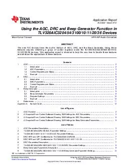 Application Report SLAA March  Using the AGC DRC and Beep Generator Function in TLVAIC