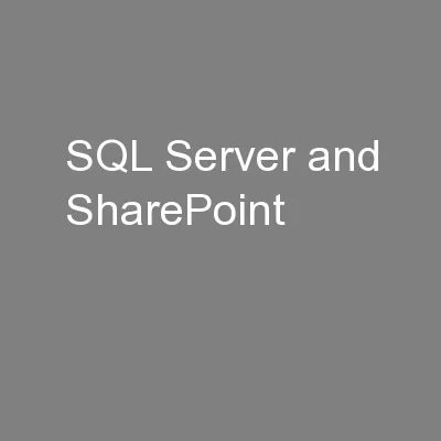 SQL Server and SharePoint