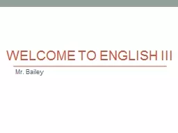 Welcome to English III