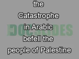 In  alNakba the Catastrophe in Arabic befell the people of Palestine