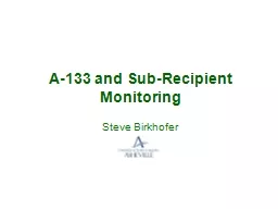 A-133 and Sub-Recipient Monitoring