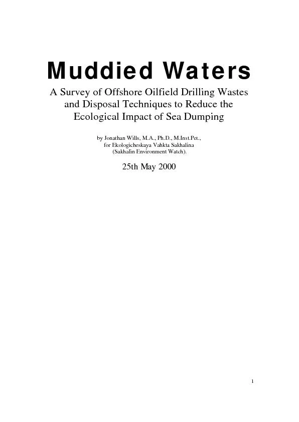 Muddied Waters A Survey of Offshore Oilfield Drilling Wastes and Dispo