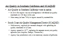 Air Quality in Southern California and SCAQMD
