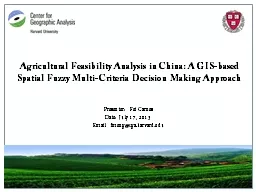 Agricultural Feasibility Analysis in China: A GIS-based Spa