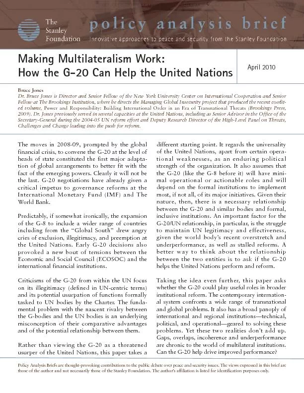 MakingMultilateralismWork:HowtheG-20CanHelptheUnitedNationsApril2010
.