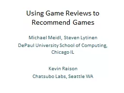 Using Game Reviews to Recommend Games