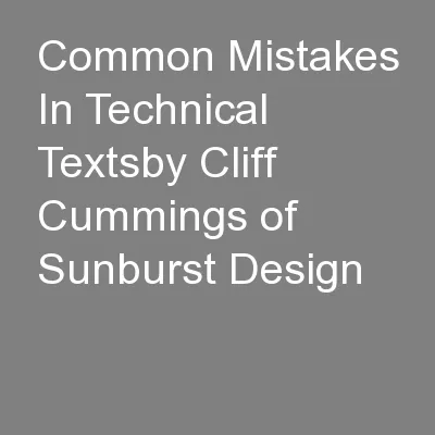 Common Mistakes In Technical Textsby Cliff Cummings of Sunburst Design
