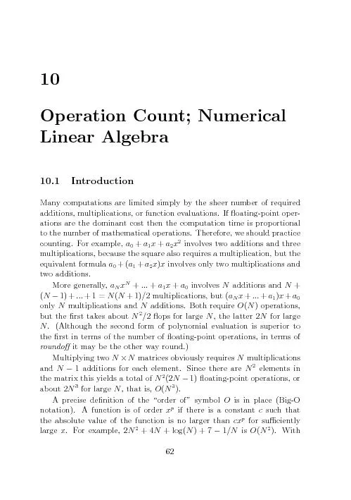 10OperationCount;NumericalLinearAlgebra10.1IntroductionManycomputation