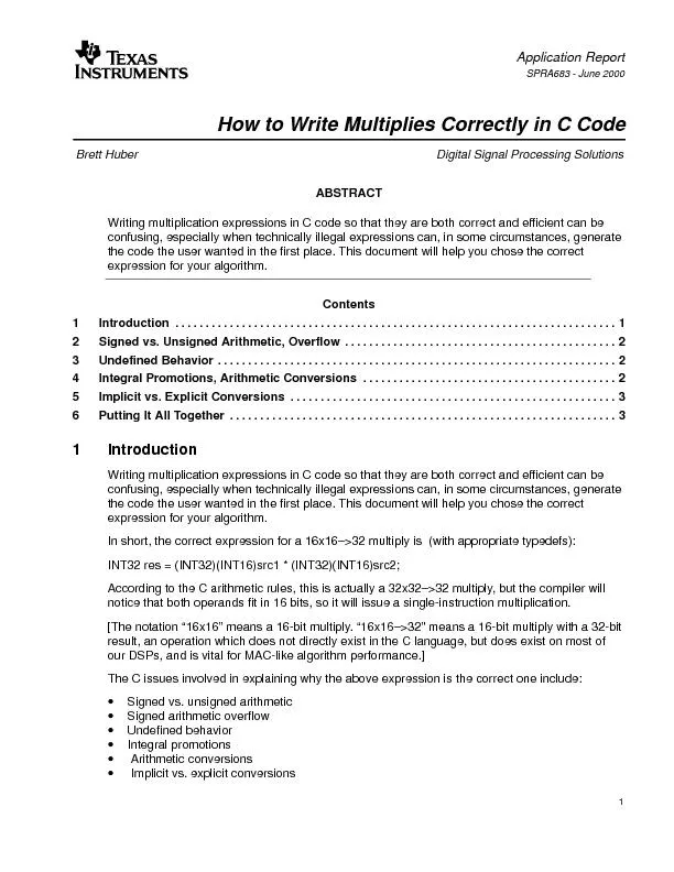 How to Write Multiplies Correctly in C CodeBrett HuberDigital Signal P