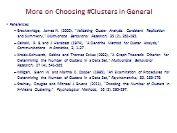 More on Choosing #Clusters in General