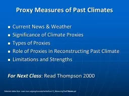 Proxy Measures of Past Climates