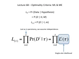 Lecture 6B – Optimality Criteria: ML & ME