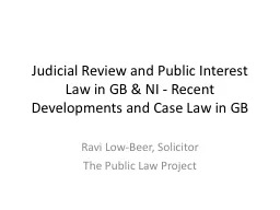 Judicial Review and Public Interest Law in GB & NI - Re