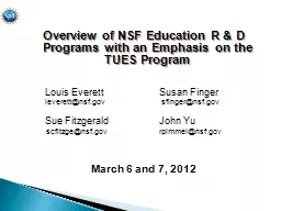 Overview of NSF Education R & D Programs with an Emphas
