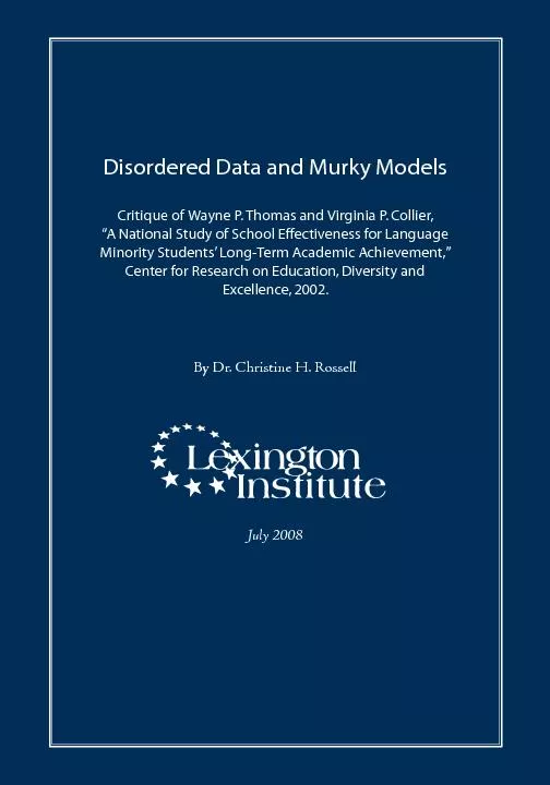 Disordered Data and Murky ModelsCritique of Wayne P. Thomas and Virgin
