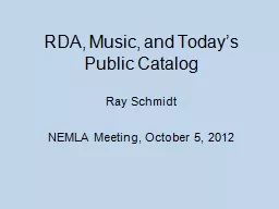 RDA, Music, and Today’s Public Catalog