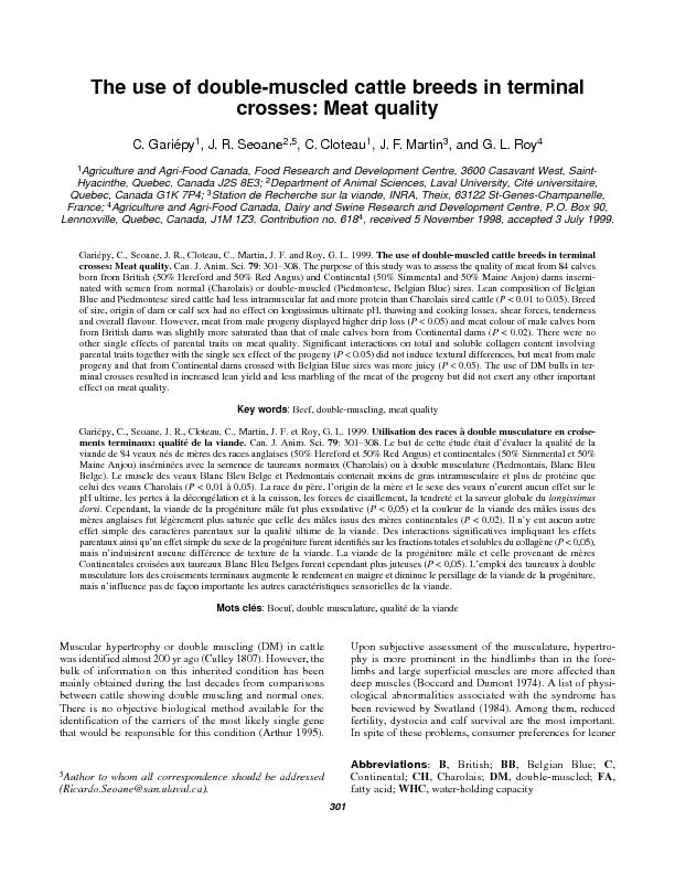 The use of double-muscled cattle breeds in terminalcrosses:Meat qualit