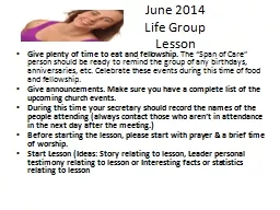 June 2014 Life Group Lesson