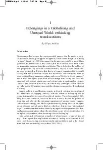 Belongings in a Globalising and Unequal World rethinking translocations By Floya Anthias