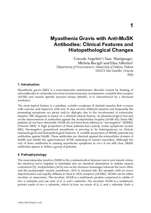 1 Myasthenia Gravis with Anti-MuSK Antibodies: Clinical Features and H