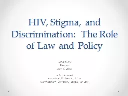 HIV, Stigma, and Discrimination: The Role of Law and Policy