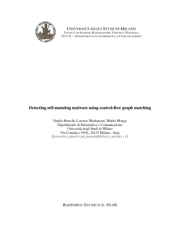 Detectingself-mutatingmalwareusingcontrol-owgraphmatchingDaniloBrusch