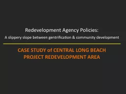 Redevelopment Agency Policies: