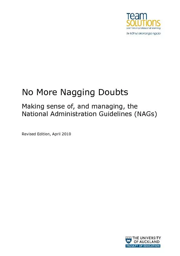 Team Solutions, No More Nagging Doubts, Revised March 2010