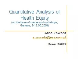 Quantitative Analysis of Health Equity