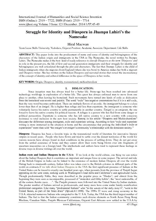 International Journal of Humanities and Social Science Invention
...
