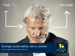 Strategic Sustainability: fad or solution