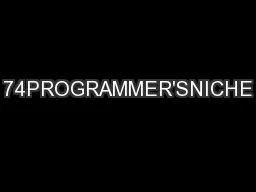 74PROGRAMMER'SNICHE