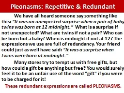 Pleonasms: Repetitive & Redundant