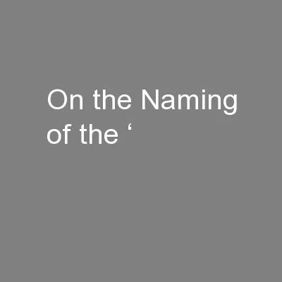 On the Naming of the ‘