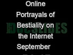 Deviance Online Portrayals of Bestiality on the Internet September   Robert E