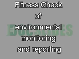 Fitness Check of environmental monitoring and reporting