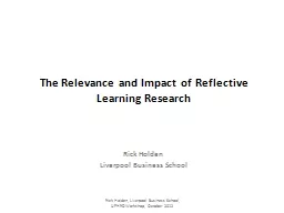 The Relevance and Impact of Reflective Learning Research