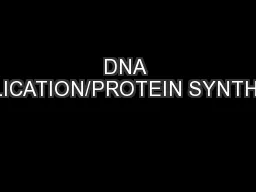 DNA REPLICATION/PROTEIN SYNTHESIS