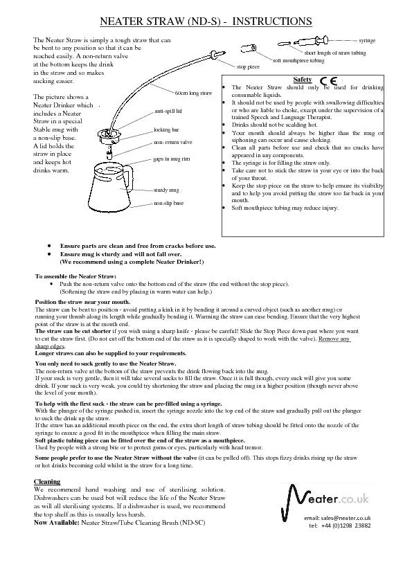 NEATER STRAW (ND-S) -  INSTRUCTIONS