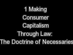 1 Making Consumer Capitalism Through Law:  The Doctrine of Necessaries