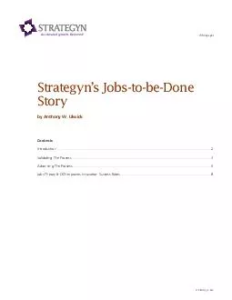 JobsToBeDone Whitepaper  Copyright Strategyn 