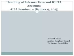 Handling of Advance Fees and IOLTA Accounts