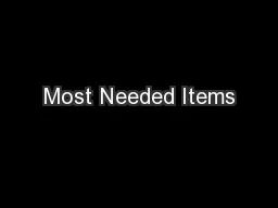 Most Needed Items