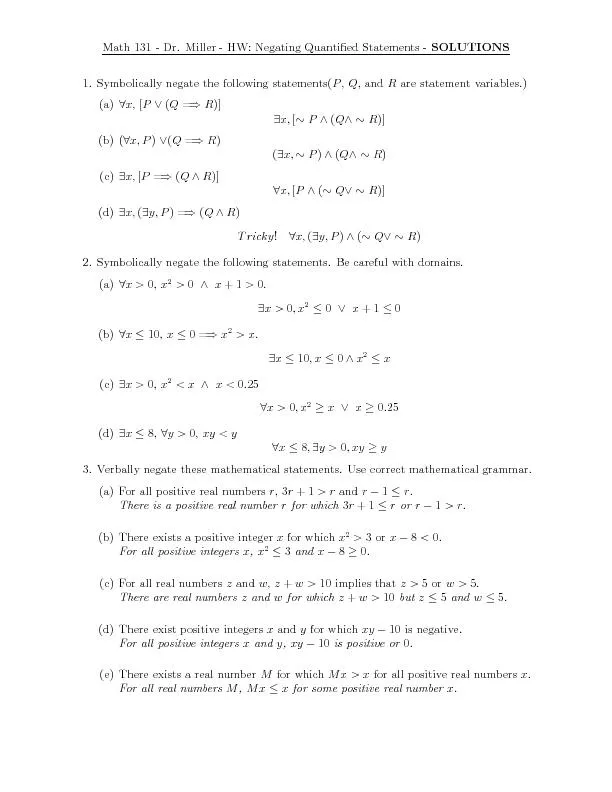 Math131-Dr.Miller-HW:NegatingQuantiedStatements-SOLUTIONS1.Symbolical